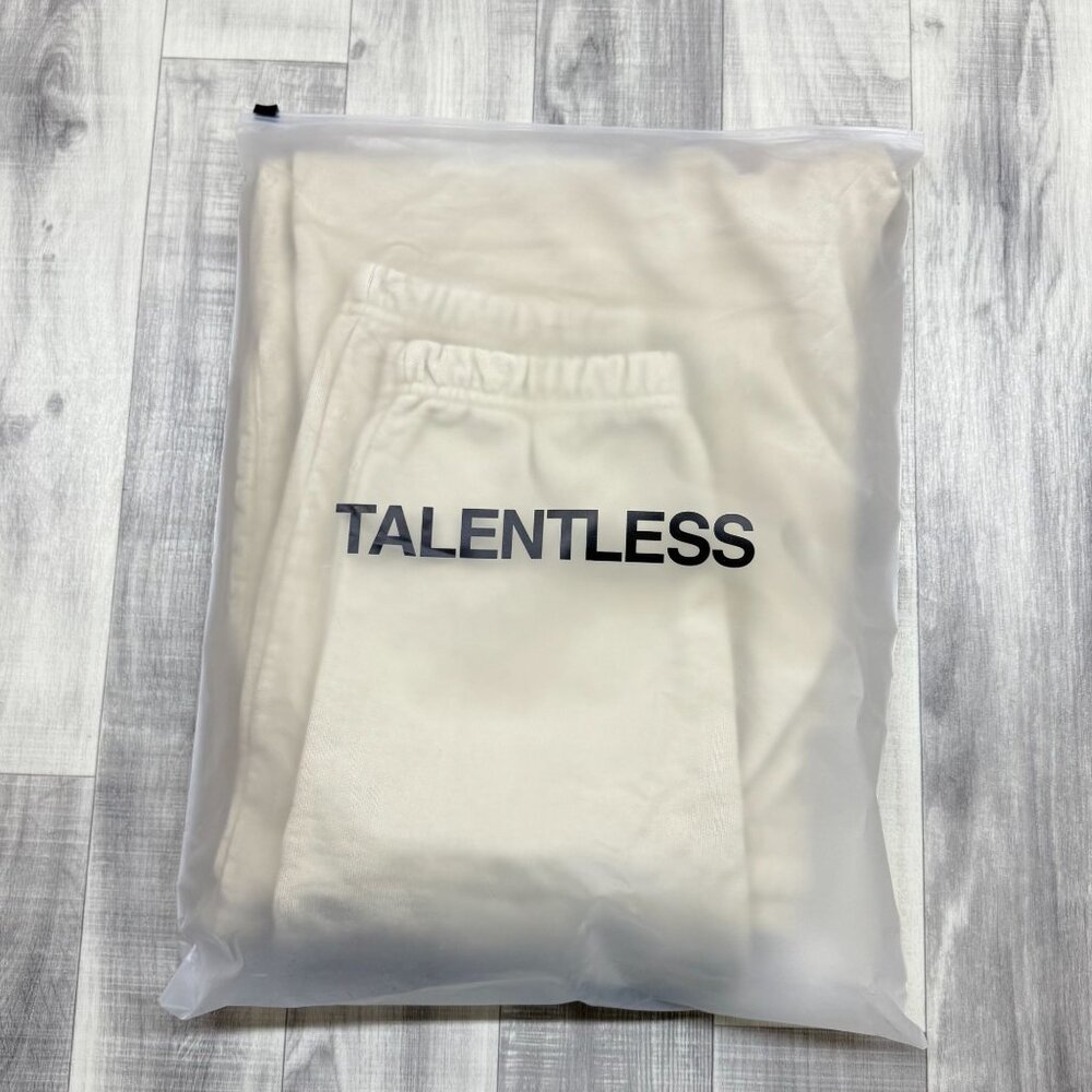 ✅Mens XL Talentless Sweatpants Embroidered Logo Ivory/Bone Joggers Streetwear - Picture 4 of 11